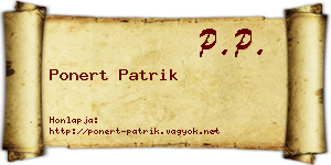 Ponert Patrik névjegykártya